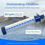 Waterdrop Gravity Water Filter Straw, Camping Water Filtration System, Water Purifier Survival for Travel, Backpacking and Emergency Preparedness, 1.5 gal Bag, 0.1 Micron, Light Blue