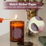 Dizzily 60 Pcs Matches Striker Paper with Adhesive, 20 Pcs 1” Circle, 20 Pcs 2” x .5” Rectangle and 20 Pcs 1” x .5” Rectangle Matches Strip Stickers for Jars of Matches, Fireplace Match, Candles Boot