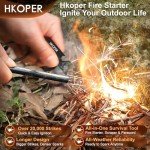 Hkoper Ferro Rod Fire Starter, 6 Inch X 3/8 Inch Fire Starter Survival Tool, Flint and Steel for Camping and Hiking, Flint Fire Starter, Magnesium Fire Starter