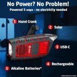 Eton Odyssey Hand Crank Emergency Radio, NOAA Weather Radio, AM/FM Shortwave Radio, Flashlight, Phone Charger, Solar Charger, Bluetooth Speaker, Officially Licensed American Red Cross Radio