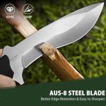 NedFoss Kukri Survival Knife with Sheath, 6" Full Tang Fixed Blade Hunting Knife with G10 Handle for Outdoor, Camping and Survival, Camping Gifts for Men