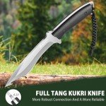 NedFoss Kukri Survival Knife with Sheath, 6" Full Tang Fixed Blade Hunting Knife with G10 Handle for Outdoor, Camping and Survival, Camping Gifts for Men