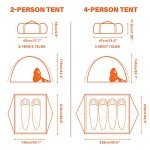 BISINNA 2/4 Person Camping Tent Lightweight Backpacking Tent Waterproof Windproof Two Doors Easy Setup Double Layer Outdoor Tents for Family Camping Hunting Hiking Mountaineering Travel