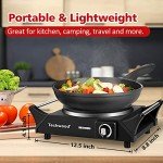 Hot Plate, Techwood Electric Stove for Cooking, 1500W Countertop Single Burner with Adjustable Temperature & Dual Handles, 7.5” Cooktop for RV/Home/Camp, Compatible for All Cookwares Upgraded Version