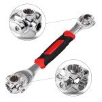 CHIQI 52 in 1 Socket Wrench, Stainless Steel MultiFunction Wrench Tool with 360 Degree Rotating Head, Universal Wrench with Rubber Handle for Home Bicycle Motorcycle Car Repair