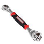 CHIQI 52 in 1 Socket Wrench, Stainless Steel MultiFunction Wrench Tool with 360 Degree Rotating Head, Universal Wrench with Rubber Handle for Home Bicycle Motorcycle Car Repair