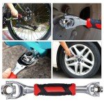 CHIQI 52 in 1 Socket Wrench, Stainless Steel MultiFunction Wrench Tool with 360 Degree Rotating Head, Universal Wrench with Rubber Handle for Home Bicycle Motorcycle Car Repair