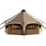 MC TOMOUNT Canvas Tent Bell Tent 16.4ft*High9.2ft with Stove Jack for Glamping Family Camping Zipped Removable Floor