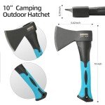 10” Outdoor Hatchet Forged Carbon Steel Heat Treated Hand Tool, Fiberglass Shock Reduction Handle with Anti-Slip Grip