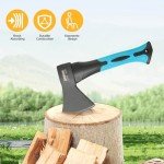 10” Outdoor Hatchet Forged Carbon Steel Heat Treated Hand Tool, Fiberglass Shock Reduction Handle with Anti-Slip Grip