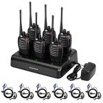 pxton walkie talkies for Adults Long Range with Upgraded Earpiece,radios walkie talkies Rechargeable Portable Two Way Radios with 6 Way Multi Gang Charger and Li-ion Battery (6 Pack)