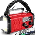 QAUYYW Emergency Weather Radio,37000mWh Crank Radio, Portable NOAA/AM/FM Weather Radio, Reading Light, Solar Radio, SOS Emergency Flashlight, Multiple Power Sources,for Hurricanes and Emergencies