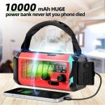 QAUYYW Emergency Weather Radio,37000mWh Crank Radio, Portable NOAA/AM/FM Weather Radio, Reading Light, Solar Radio, SOS Emergency Flashlight, Multiple Power Sources,for Hurricanes and Emergencies