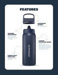 LifeStraw Go Series — Insulated Stainless Steel Water Filter Bottle for Travel and Everyday Use Removes Bacteria, Parasites and Microplastics, Improves Taste, 1L Aegan Sea