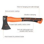GRENPRO Hatchet Axe with Sheath, 15" Camping Hatchet for Wood Splitting and Kindling, Forged Carbon Steel Heat Treated Chopping Axe Handle with Anti-Slip Grip Orange