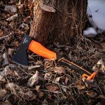GRENPRO Hatchet Axe with Sheath, 15" Camping Hatchet for Wood Splitting and Kindling, Forged Carbon Steel Heat Treated Chopping Axe Handle with Anti-Slip Grip Orange