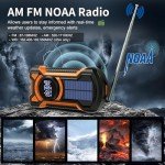 Emergency Weather Radio, Waterproof Bluetooth Portable AM/FM/NOAA Weather Radio, 5000mAh USB Hand Crank Solar Radio, Phone Charger, Flashlight, SOS- Orange