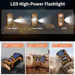 Emergency Weather Radio, Waterproof Bluetooth Portable AM/FM/NOAA Weather Radio, 5000mAh USB Hand Crank Solar Radio, Phone Charger, Flashlight, SOS- Orange