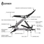 Gerber Gear Center-Drive Multitool - Includes 3.25” Outboard Knife, Pliers, Pry Bar, Bottle Opener & Awl - Comes with Bit Set & Sheath - Silver & Black