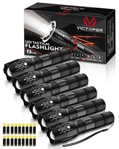 Victoper LED Flashlight 6 Pack, Bright 2000 Lumens Tactical Flashlights High Lumens with 5 Modes, Waterproof Focus Zoom Flash Light, Portable Flashlight for Camping Hiking Outdoor Home Emergency