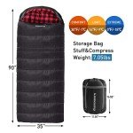 Keencamp 0 Degree Sleeping Bag Cotton Flannel Winter Cold Weather for Adults XXL Sleeping Bag 4 Season Big and Tall with Pillow Compression Sack