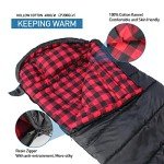 Keencamp 0 Degree Sleeping Bag Cotton Flannel Winter Cold Weather for Adults XXL Sleeping Bag 4 Season Big and Tall with Pillow Compression Sack
