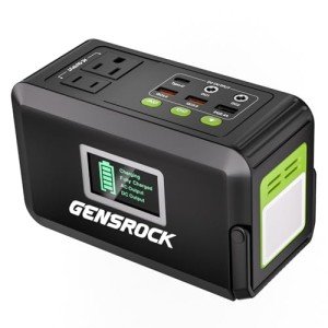 GENSROCK Portable Power Station, 88Wh Solar Generator(Solar Panel Not Included), Lithium Battery Power Bank with 110V/150W Peak AC Outlet, LED Flashlight for CPAP Home Camping Travel Emergency.