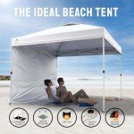 CROWN SHADES 10x10 Pop Up Canopy with 1 Side Wall - Beach Tent with One Push Setup - Outdoor Sun Shade for Events, Parties, Camping - Gazebo with STO-N-Go Cover Bag (White)