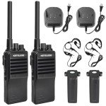 KETELESE KP01 Professional/Business Walkie Talkies, Programmable Walkie Talkies with Earpiece, Rechargeable, Two-Way Radio Set, for Camping Hiking Skiing(2 Pack), Black