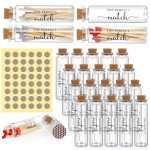 Chuangdi 24 Set Empty Matches Jars with Cork Top and 48 Striker Stickers Wedding Matches Favors Bulk Glass Match Holder with Striker for DIY Wedding Bridal Shower Party Favors Guests Gifts