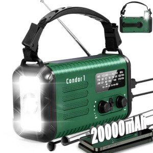 20000mAh / 74000mWh Emergency Radio, Solar Hand Crank Radio AM/FM/NOAA Weather Radio, with Power Bank Phone Charger, SOS Alarm, Flashlight & Reading Lamp for Emergencies Hurricane Camping