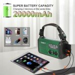 20000mAh / 74000mWh Emergency Radio, Solar Hand Crank Radio AM/FM/NOAA Weather Radio, with Power Bank Phone Charger, SOS Alarm, Flashlight & Reading Lamp for Emergencies Hurricane Camping