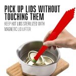 Canning Supplies-Canning Jar Lifter, Canning Magnetic Lid Lifter, Canning kit for Handling and Removing Air Bubbles, for Canning Jars 2 Piece - Red