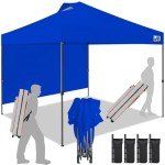 Eurmax USA NOMATTER ONE-Person Open&Close 10x10ft Pop Up Canopy Tent,Portable Shelter Canopy for Outdoor Events with 1 Removable Sidewall,Instant Canopies,Temporary Sunshade,Bonus 4 Sand Bags(Blue)