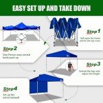 Eurmax USA NOMATTER ONE-Person Open&Close 10x10ft Pop Up Canopy Tent,Portable Shelter Canopy for Outdoor Events with 1 Removable Sidewall,Instant Canopies,Temporary Sunshade,Bonus 4 Sand Bags(Blue)