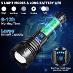 Flashlights High Lumens Rechargeable, 990000LM Super Bright Flashlight, Adjustable Tactical Flashlight, 5Mode Flash Light High Powered, Waterproof LED Flashlight for Camping, Hiking, Home, Emergencies