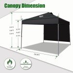 Eurmax USA NOMATTER ONE-Person Open&Close 10x10ft Pop Up Canopy Tent,Portable Shelter Canopy for Outdoor Events with 1 Removable Sidewall,Instant Canopies,Temporary Sunshade,Bonus 4 Sand Bags(Blue)