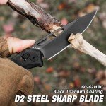 FLISSA Folding Pocket Knife, EDC Knife with Axis Lock, 3.5 inch D2 Steel Blade, G10 Handle and Deep-carry Pocket Clip for Camping, Hiking, Outdoors and Daily Use(Black)