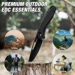 FLISSA Folding Pocket Knife, EDC Knife with Axis Lock, 3.5 inch D2 Steel Blade, G10 Handle and Deep-carry Pocket Clip for Camping, Hiking, Outdoors and Daily Use(Black)