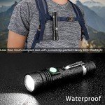 LED Tactical Flashlight Rechargeable, IPX6 Waterproof Flashlight, 2000lm, Super Bright LED, Zoomable, Pocket-Size Small LED Flashlight for Hiking, Camping, Emergency