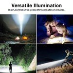 LED Tactical Flashlight Rechargeable, IPX6 Waterproof Flashlight, 2000lm, Super Bright LED, Zoomable, Pocket-Size Small LED Flashlight for Hiking, Camping, Emergency