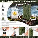Electric Portable Water Filter Survival,Fast Flow,Lightweight,4-Layer Filtration Provide Better Tasting,Reusable Water Purification System for Outdoor Travel,Camping,Hiking,Backpacking