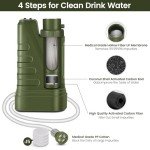 Electric Portable Water Filter Survival,Fast Flow,Lightweight,4-Layer Filtration Provide Better Tasting,Reusable Water Purification System for Outdoor Travel,Camping,Hiking,Backpacking
