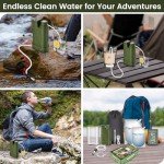 Electric Portable Water Filter Survival,Fast Flow,Lightweight,4-Layer Filtration Provide Better Tasting,Reusable Water Purification System for Outdoor Travel,Camping,Hiking,Backpacking