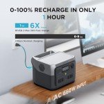 EF ECOFLOW Portable Power Station RIVER 2 Max 500, 499Wh LiFePO4 Battery/ 1 Hour Fast Charging, Up To 1000W Output Solar Generator (Solar Panel Optional) for Outdoor Camping/RVs/Home Use