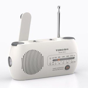 TOMASHI Emergency Radio, Hand Crank Powered AM/FM/NOAA Weather Radio with Flashlight, SOS Alarm, USB Power Bank, Rechargeable & Battery Operated for Outdoor & Emergency Use