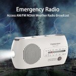 TOMASHI Emergency Radio, Hand Crank Powered AM/FM/NOAA Weather Radio with Flashlight, SOS Alarm, USB Power Bank, Rechargeable & Battery Operated for Outdoor & Emergency Use