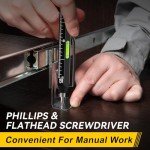 11-in-1 Multitool Pen Set with LED Light, Flathead & Phillips Screwdrivers, Level, Ruler, Bottle Opener, and Stylus, Gifts for Him Men Husband, Boyfriends, Gifts for Dad, Husband, Black