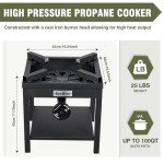Bestfire 260,000 BTU Outdoor Propane Gas Stove with 0-30 PSI Adjustable Regulator and Steel-Braided Hose for Outdoor Home Cooking and Turkey Frying