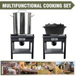 Bestfire 260,000 BTU Outdoor Propane Gas Stove with 0-30 PSI Adjustable Regulator and Steel-Braided Hose for Outdoor Home Cooking and Turkey Frying